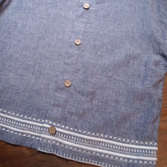 SIGRID OLSEN short sleeve button back linen top (M) - Picture 14 of 14